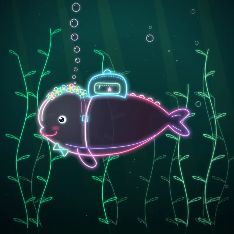 Big Belugas #003 Indy the Gardener in neon line art