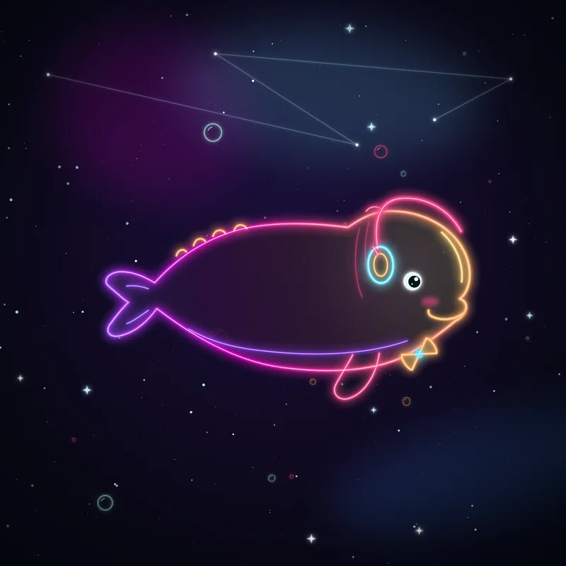 Big Belugas #004 Atlas Bassline in neon line art