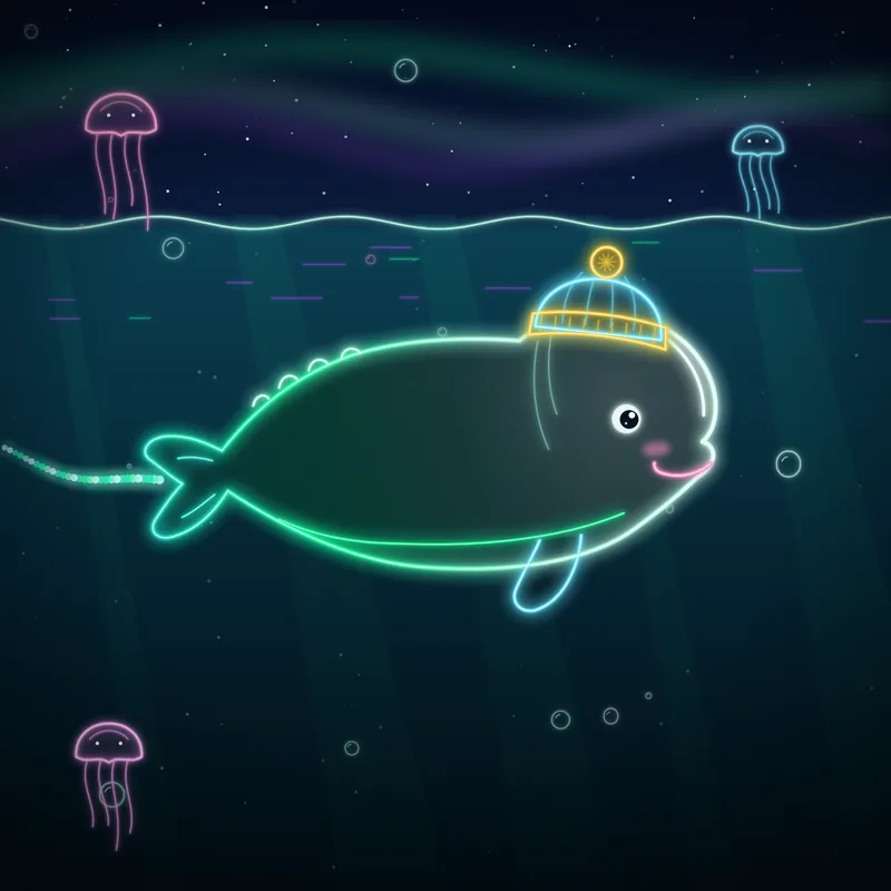 Big Belugas #006 Cozy Sable in neon line art