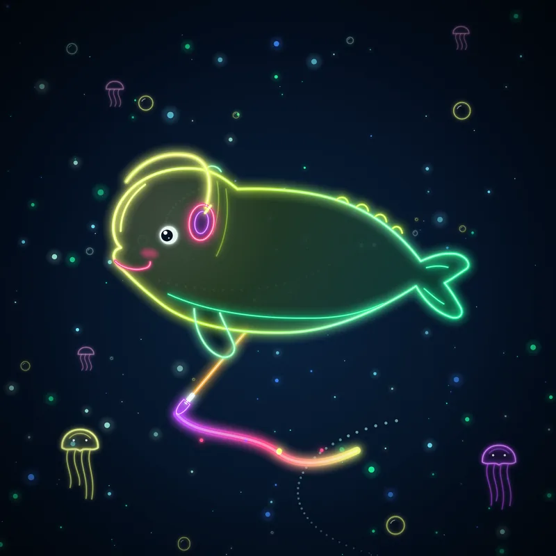 Big Belugas #007 Nova the Muralist in neon line art