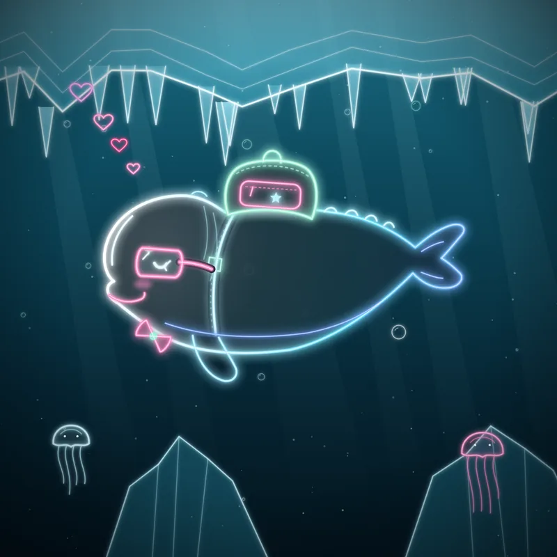 Big Belugas #008 Lark Trailblazer in neon line art