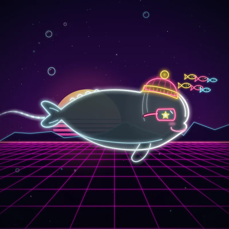 Big Belugas #010 Wisp the Snug in neon line art