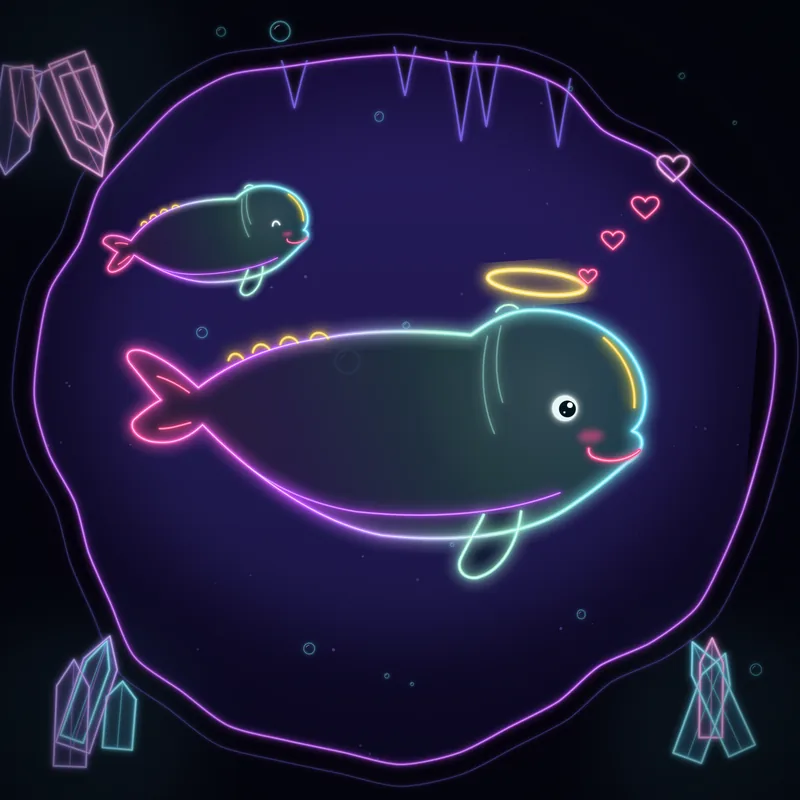 Big Belugas #020 Dune the Gentle in neon line art