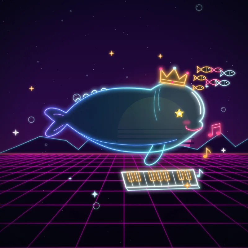 Big Belugas #024 Taro Keys in neon line art