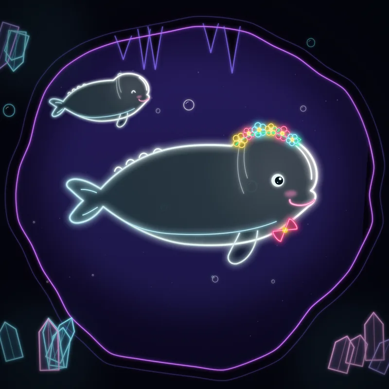 Big Belugas #026 Echo the Gardener in neon line art