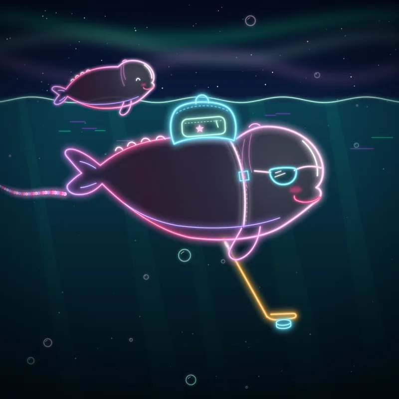 Big Belugas #033 Oona Top Shelf in neon line art