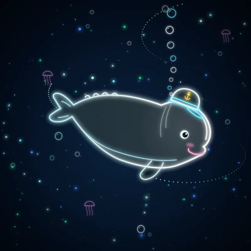 Big Belugas #035 Skipper Cosmo in neon line art