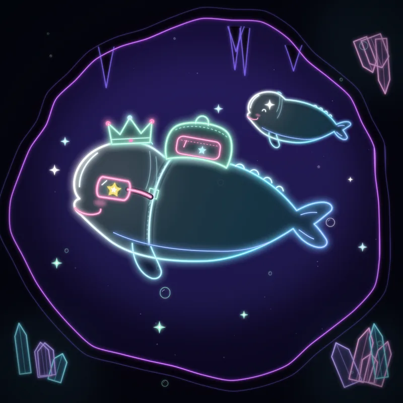 Big Belugas #038 Fern of the Tides in neon line art