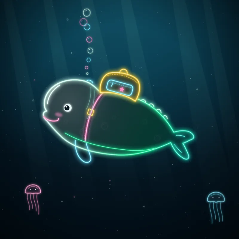 Big Belugas #040 Lolo Trailblazer in neon line art