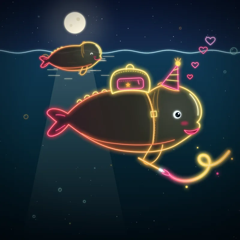 Big Belugas #045 Wally the Painter in neon line art