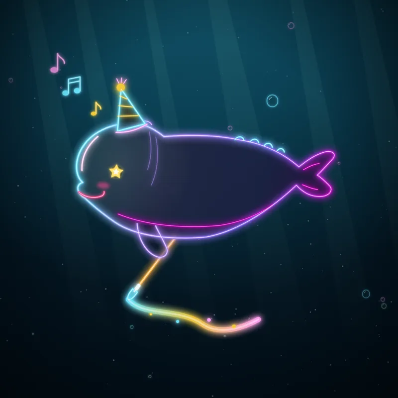 Big Belugas #048 Arlo Brushstroke in neon line art