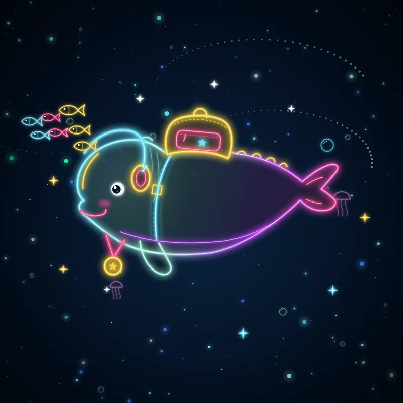 Big Belugas #049 Coco the DJ in neon line art