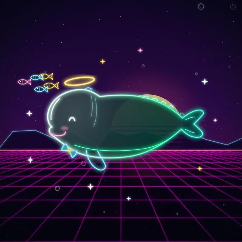 Big Belugas #051 Cricket the Gentle in neon line art