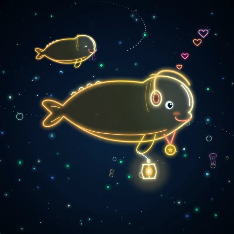 Big Belugas #054 Skye Wayfinder in neon line art