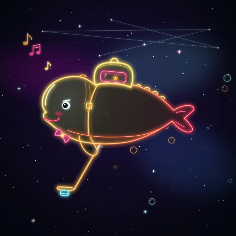 Big Belugas #056 Bodhi Slapshot in neon line art