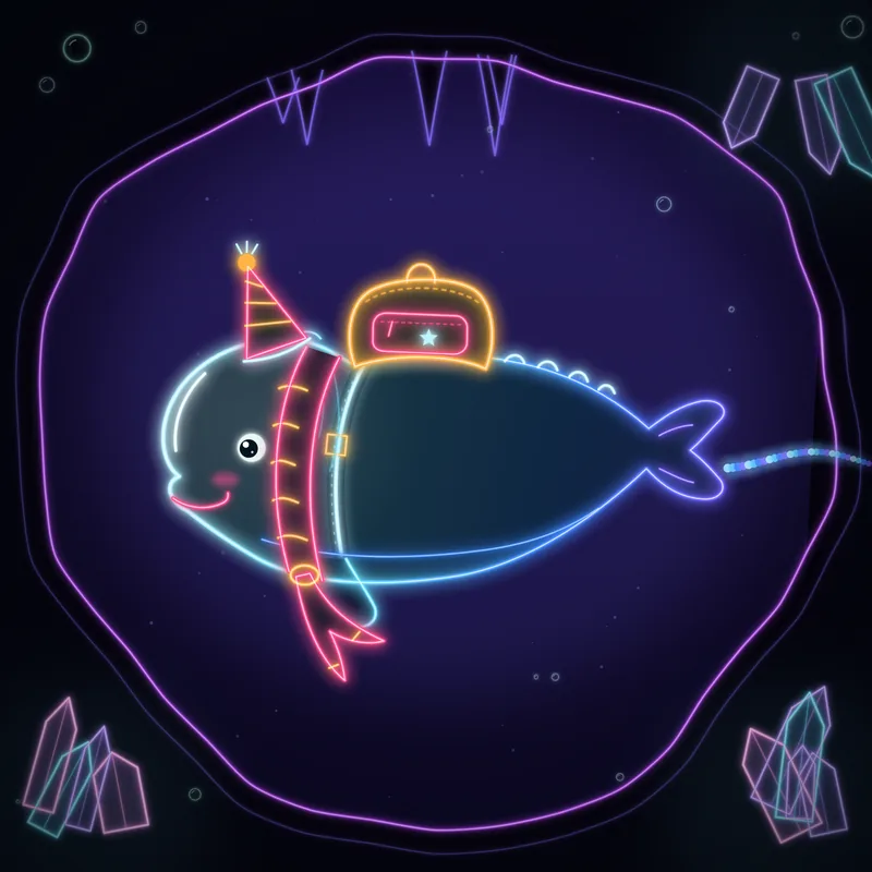 Big Belugas #062 Confetti Gem in neon line art