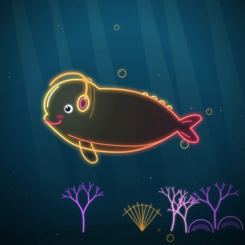 Big Belugas #066 Sunny Bassline in neon line art