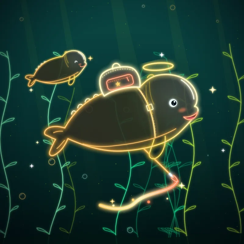Big Belugas #072 Opal the Muralist in neon line art