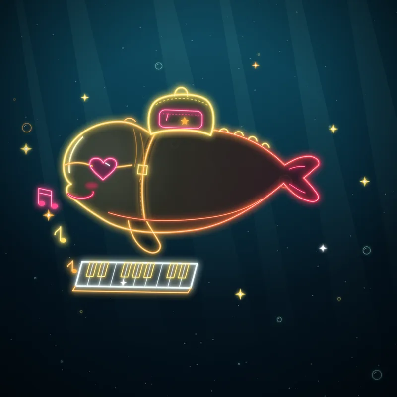 Big Belugas #081 Ziggy Encore in neon line art
