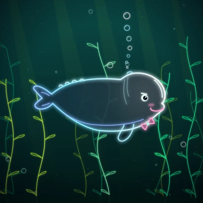 Big Belugas #085 Pico the Dreamer in neon line art