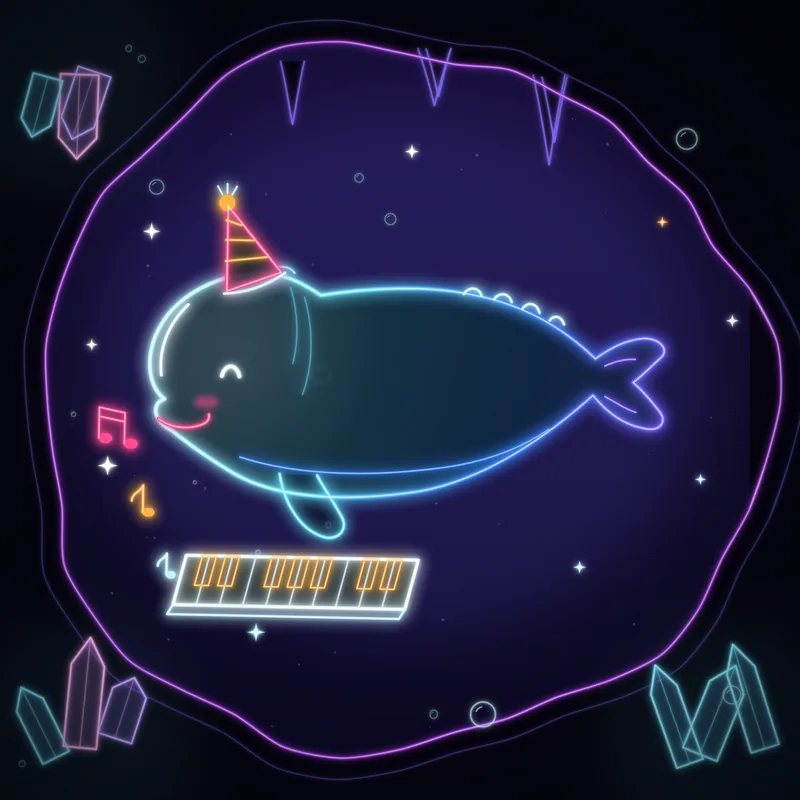 Big Belugas #088 Olive Keys in neon line art