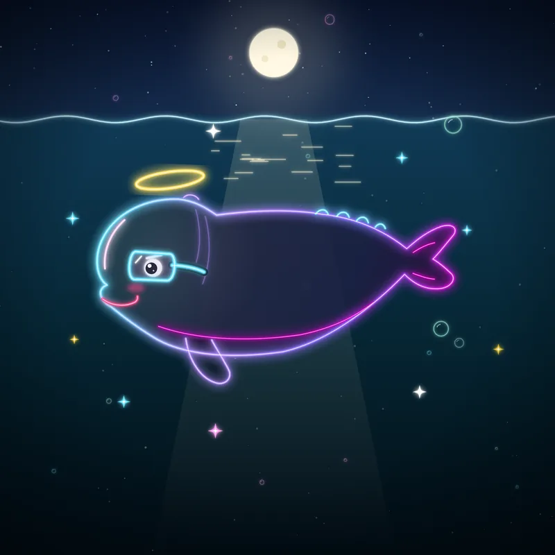 Big Belugas #089 Pearl the Gentle in neon line art