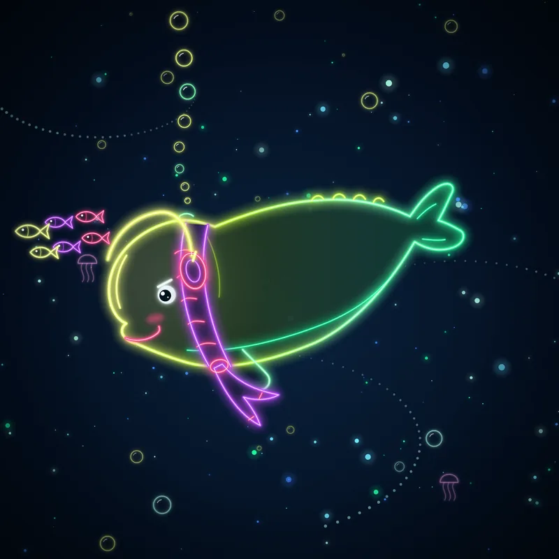 Big Belugas #090 Dash Bassline in neon line art