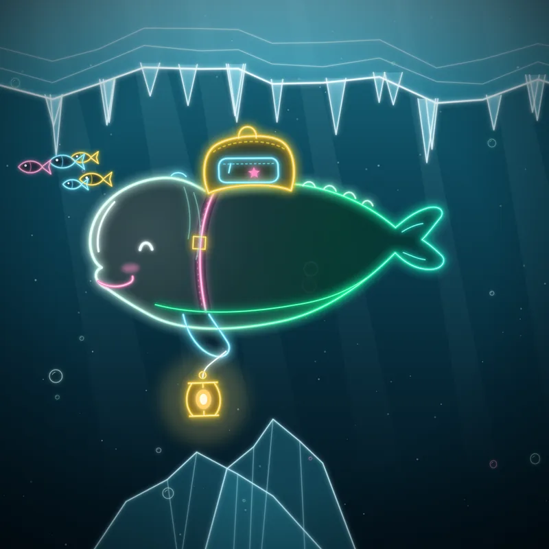 Big Belugas #091 Pip Lamplight in neon line art