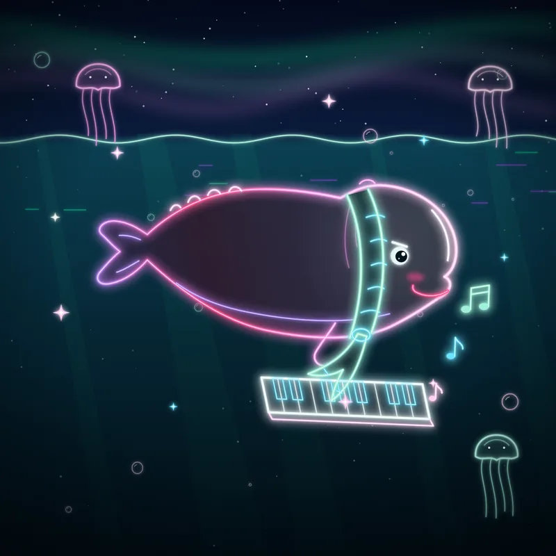 Big Belugas #092 Fable Encore in neon line art